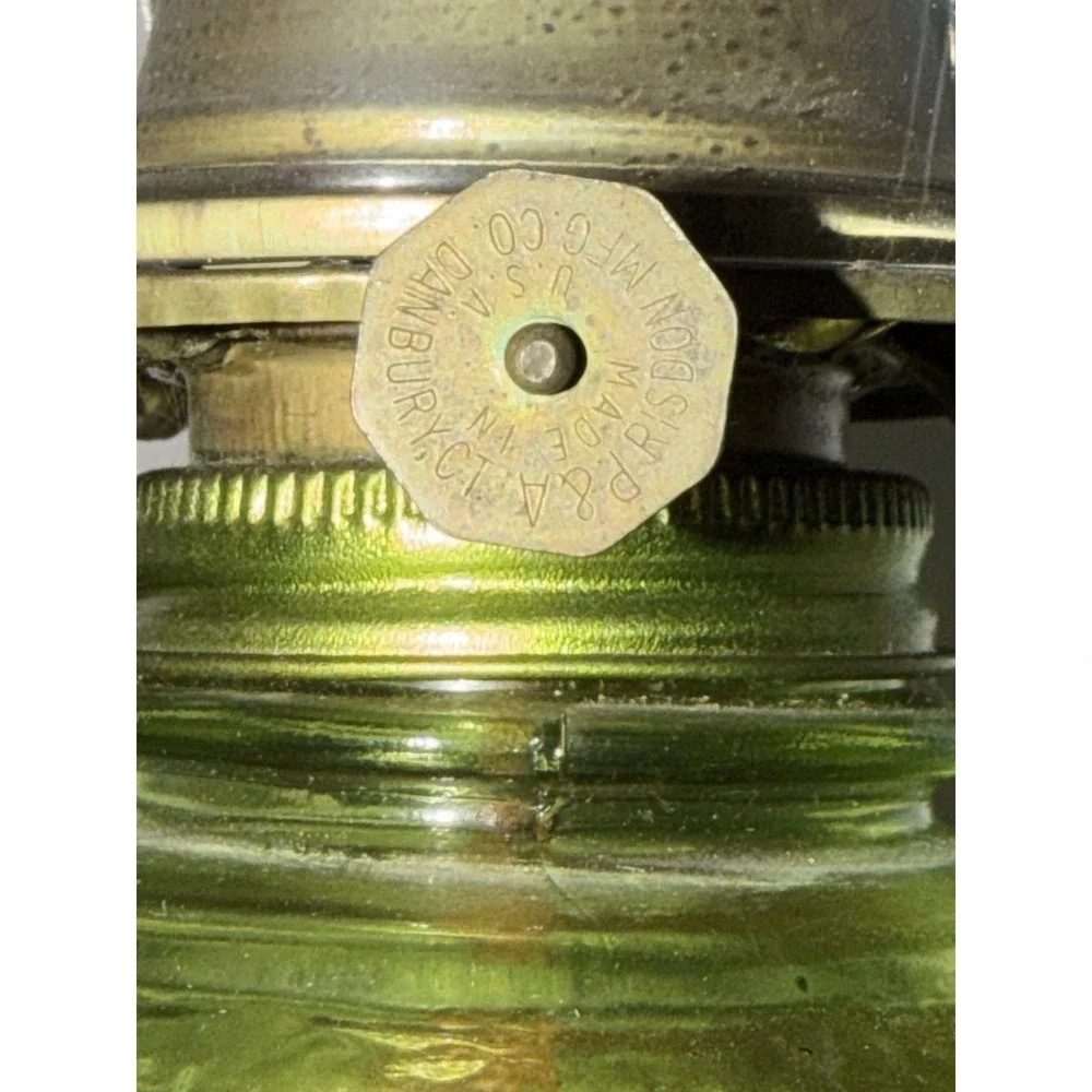 Vintage Pair of Depression Glass P&A Oil Lamp Globe Green Yellow‎ Risdon Company